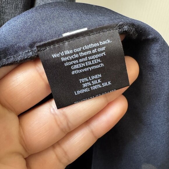 Eileen Fisher Tunic Sz XS Linen Silk Blend V Neck Half Sleeve Asymmetrical Hem - Picture 8 of 16